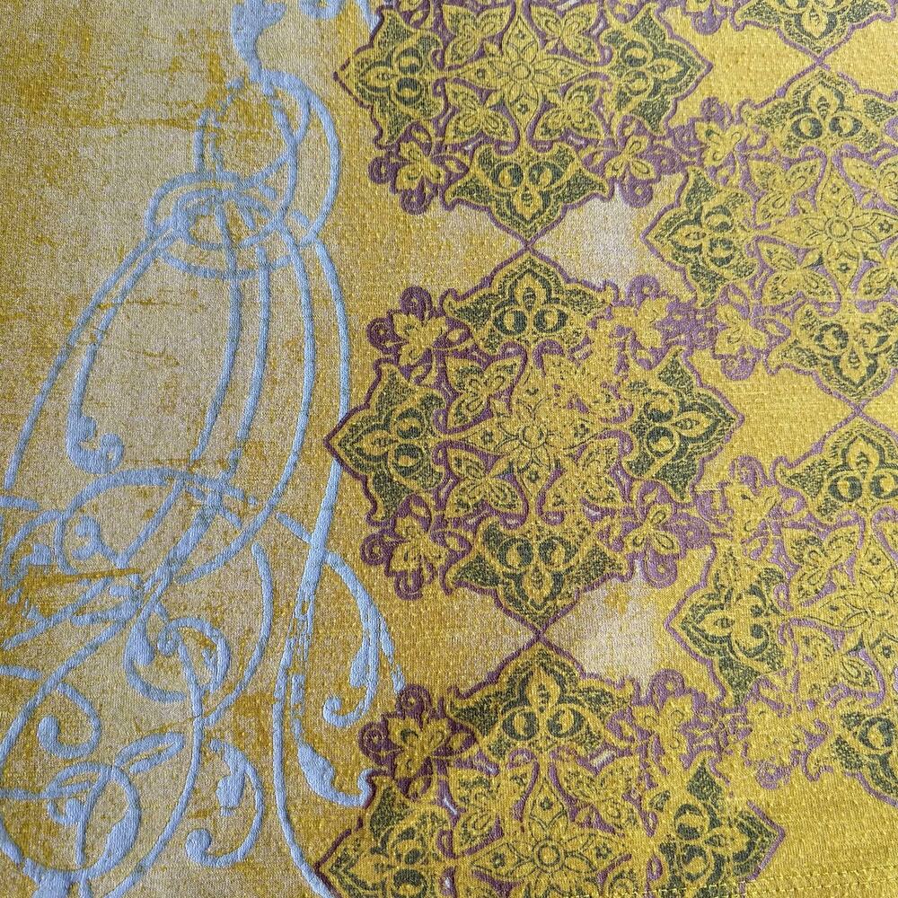 Ransom Vintage Y2K Tunic Tee Blouse L mustard yellow grey paisley graphic print - Picture 6 of 12